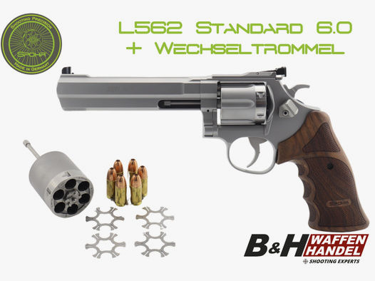 Spohr L562 Standard 6.0 Stainless 6" Revolver .357 Magnum mit Wechseltrommel 9mm Made in Germany