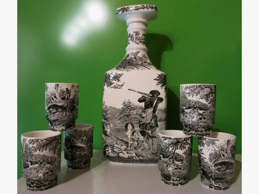 Villeroy & Boch Schnapsset Dekor "Artemis", Flasche + 6 Stamper, Vitro-Porzellan