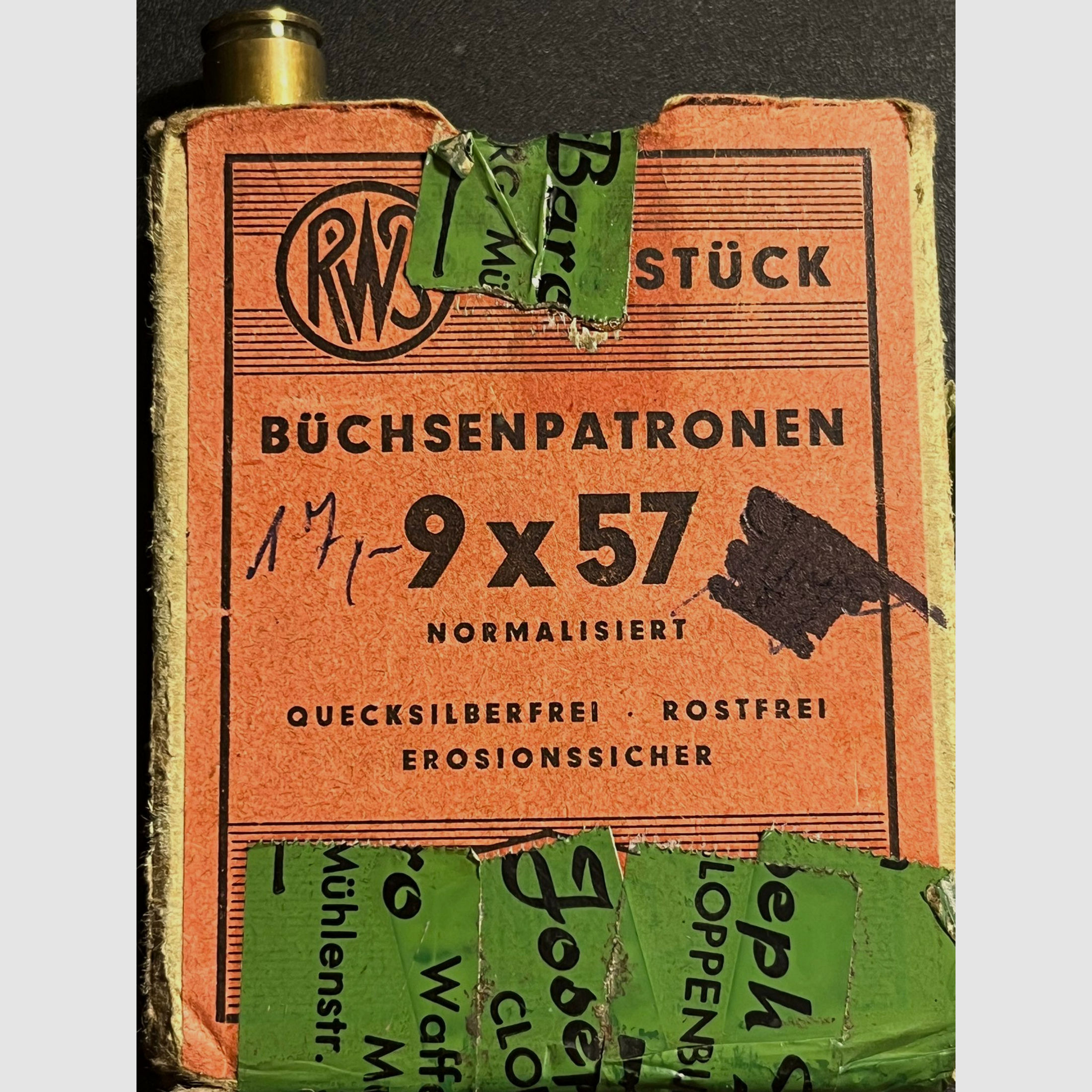 9 x 57 Mauser Büchsenpatronen Teilm. Rundkopf 18,2 g