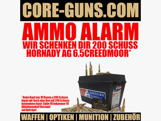 Hornady American Gunner 6,5 Creedmoor 140grs. BTHP 2000 Schuss (=10xMTM-BOX)  + 1 Gratis BOX mit 200 Schuss