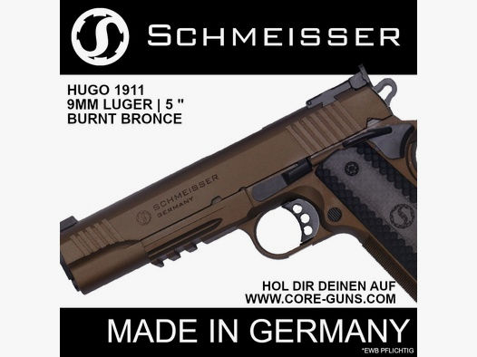 Schmeisser Hugo 1911 Pistole, Kaliber 9mm Luger in Burnt Bronce, 5" LL
