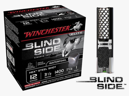 Stahlschrotpatronen Winchester Blind Side Hex. 12/89  46g. Körnung 4,0mm. !!!